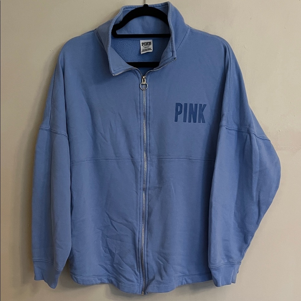 PINK Victoria's Secret Blue Full Zip with Pockets Sweatshirt Size M